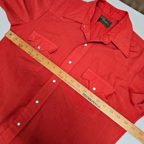 High Country Shirt Mens Medium Orange Western Pearl Snap Cowboy Rodeo Ranchwear - Picture 10 of 13